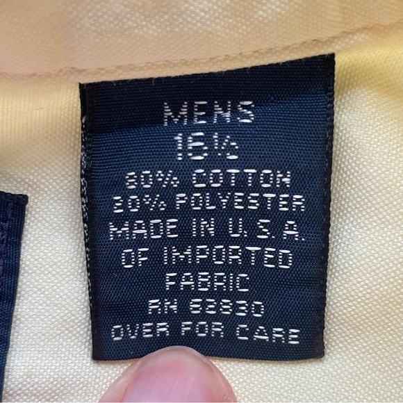 Land’s End Dress Shirt Button Down Collar Short Sleeves Yellow Size 16-1/2. - Picture 7 of 10